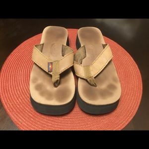Rainbow Leather platform flip flop Size 8